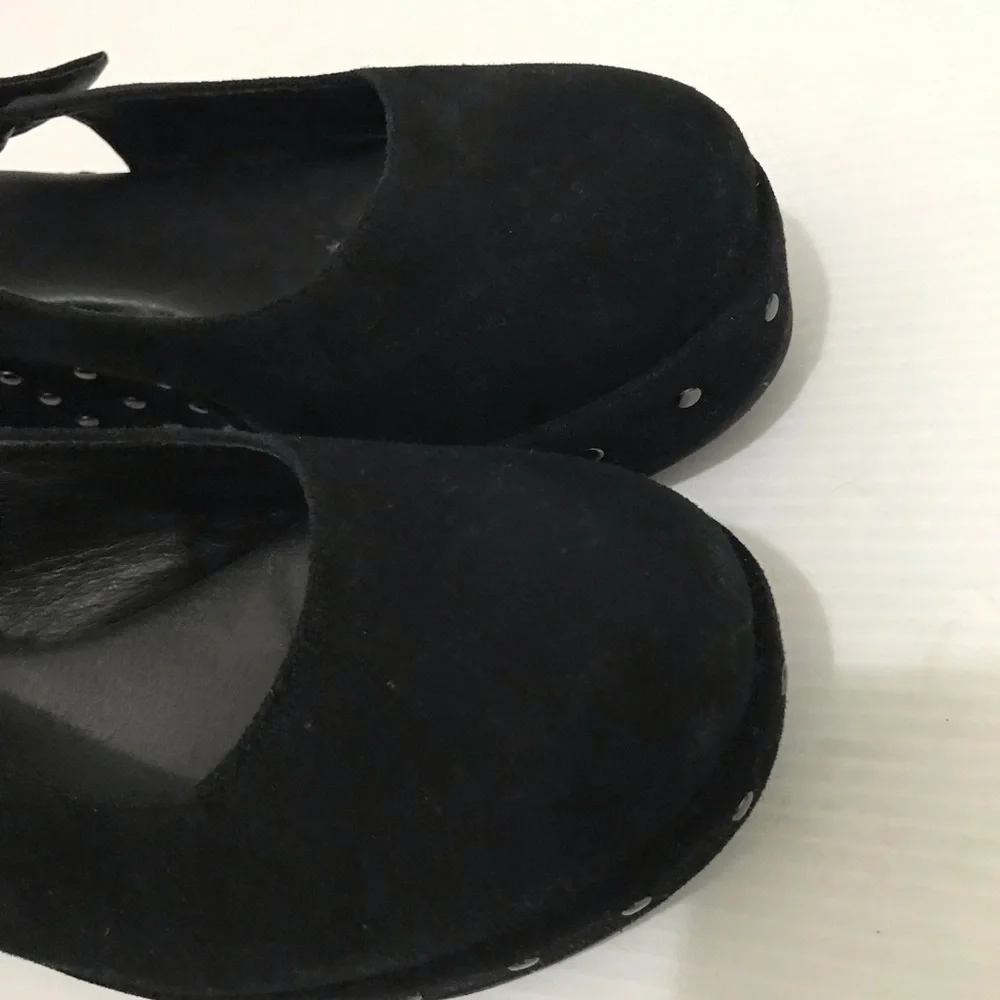 CORDANI Black Suede Stud Platform Slingbacks Shoes Heels Pumps Size 41